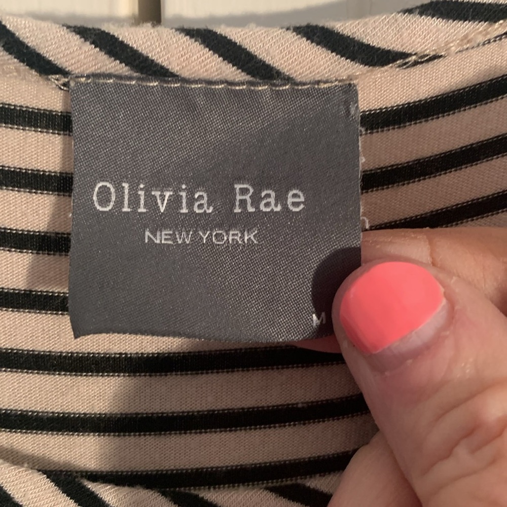 Olivia Rae Black & Cream Striped Midi Dress EUC - Picture 5 of 6